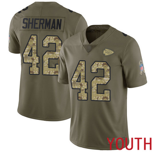 Youth Kansas City Chiefs #42 Sherman Anthony Limited Olive Camo 2017 Salute to Service Nike NFL Jersey->nfl t-shirts->Sports Accessory
